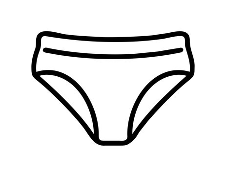 recommend clip art: Vector outline icon of women's panties. Classic girl's underwear. Linear pictogram isolated.