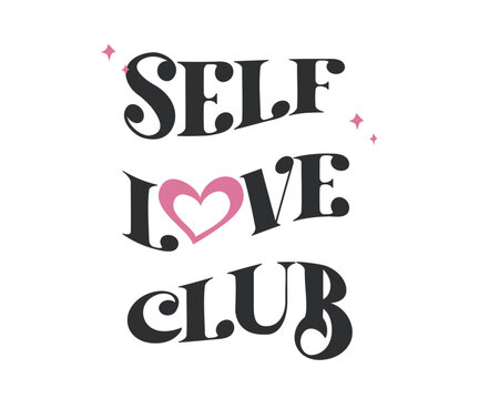 vintage slogan self love with heart vector