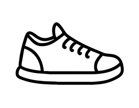 recommend clip art: Linear icon classic low top sneakers with laces isolated. Casual trainers. Athletic shoe pictogram.