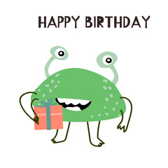 Cute monster baby character - anniversary card