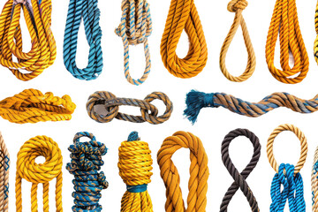 Collection of Various Ropes Isolated On Transparent Background