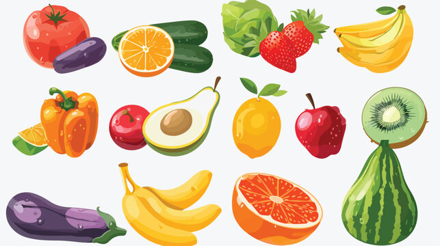 render fruits and vegetables illustration isolated on