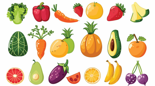 render fruits and vegetables illustration isolated on