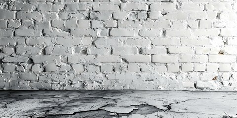 Vintage white stucco brick wall on concrete floor background texture. Concept Vintage backgrounds, Textured walls, White stucco, Concrete floors