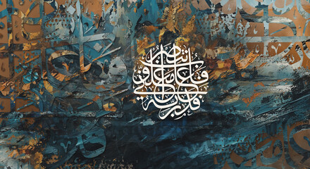 Calligraphy.A work of art,  "So he invoked his Lord - Indeed, I am overpowered, so help"