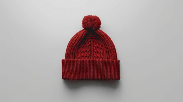 Red wool cap on a white background.