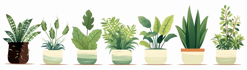 Isolated vector houseplants symbolizing growth and a commitment to zero waste living spaces - obrazy, fototapety, plakaty