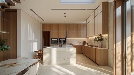 Fototapeta na wymiar Cosy Contemporary Kitchen: Beautiful House Interior Design