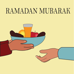 Ramadan special food sharing vector art
