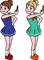 Girl taking selfie, illustration cartoon