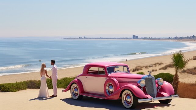 Fototapeta 1930s american vintage car, classic vehicle design nostalgia - 20th century automotive art
