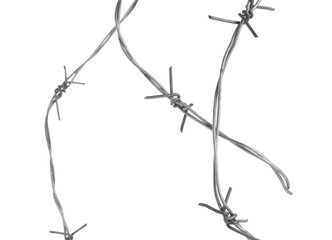 Shiny metal barbed wire isolated on white
