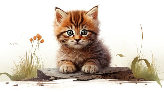 vector portrait of a cute orange kitten on a white background.pet illustration