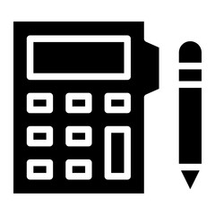 pencil and calculator glyph 