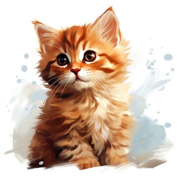 vector portrait of a cute kitten on a white background.pet illustration