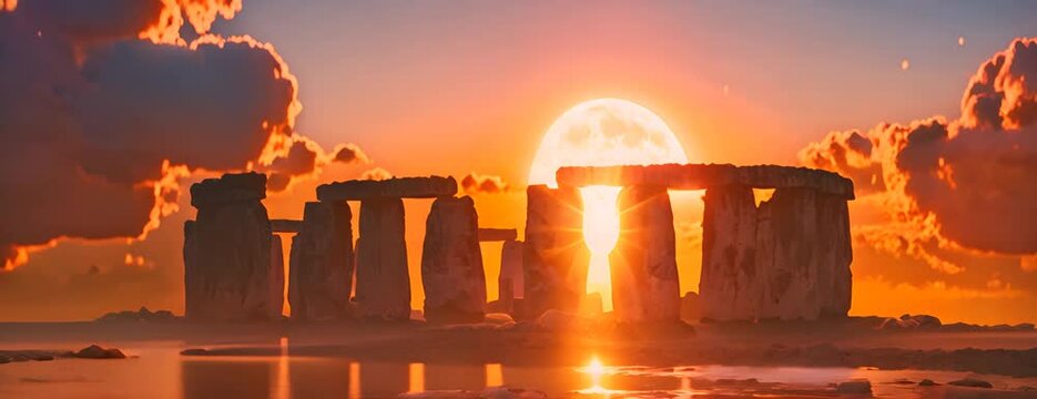 Stonehenge against the sun 4K Video