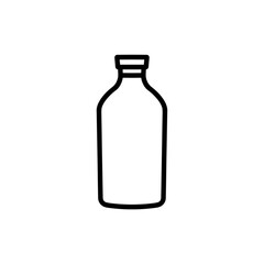 Bottle icon. Black contour linear silhouette. Vertical side view. Vector simple flat graphic illustration. The isolated object on a white background. Isolate.