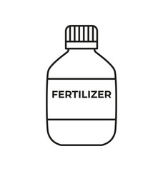Linear soil fertilizer icon. Plastic bottle with fertilizer. Farming, gardening and agriculture. Black and white. Coloring page.