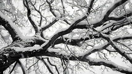 Winter snow on the branches of a tree patterns