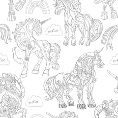 Royal ponies seamless illustration. Children's cute pony pattern. Print for wrapping paper. textiles, preparation for designers