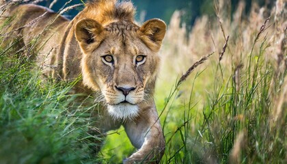 Obraz premium lion in the grass