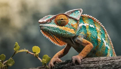 Selbstklebende Fototapeten chameleon on a tree © melih 