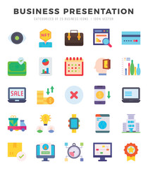 Business Presentation icons set. Vector illustration.