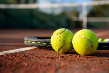 Tennis, Tennis schlager und Tennisball am Tennis Platz