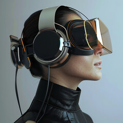 Cutting edge grown-up in computer generated simulation handsfree headset-378
