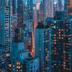 Tuinposter Shining high rises enlighten the cutting edge cityscape around evening time-382 © Syed