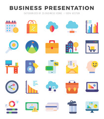 Business Presentation Icon Pack 25 Vector Symbols for Web Design.