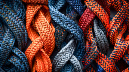 Assorted Colored Ropes Neatly Arranged. Generative ai - obrazy, fototapety, plakaty