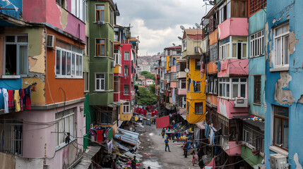 Workers and Syrian people stay in Istanbul an empty - obrazy, fototapety, plakaty
