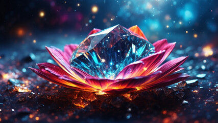Cosmic crystalline magical flower - 752197204