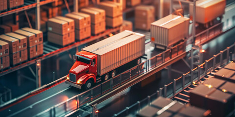 Modern Automated Cargo Hub at Twilight. Generative ai