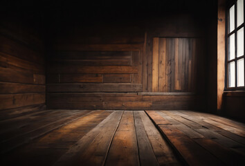 Old dark vintage weathered wooden room - 752198011