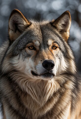 Close up portrait of grey wolf - 752198027