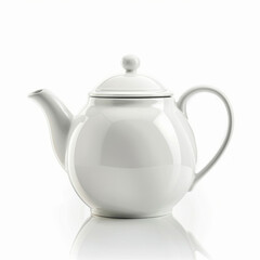 Elegant White Porcelain Teapot on a White Background. Generative ai