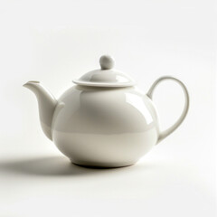 Elegant White Porcelain Teapot on a White Background. Generative ai