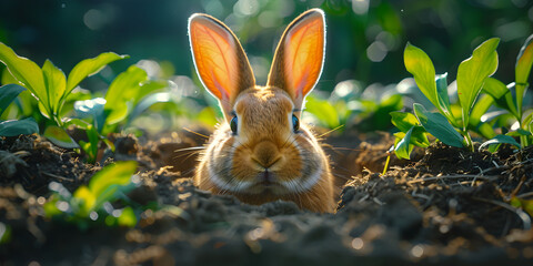 Easter Joy .rabbit in the grass