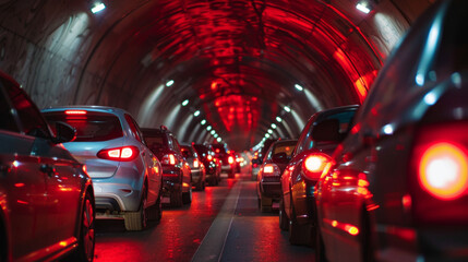 embouteillage de voitures dans un tunnel