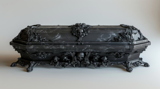 Coffin on white background