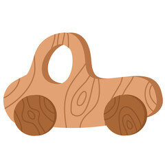 Baby wooden rattle car. Baby wooden toy . Baby rattle in scandinavian style concept.