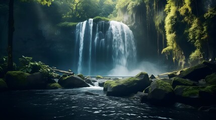 Discover the Tranquil Beauty of Mossy Waterfalls and Lush Greenery, Serene Waterfalls: A Natural Oasis of Tranquility and Peace, Exploring Nature's Majesty: Waterfalls, Rocks, and Greenery, Enchanting