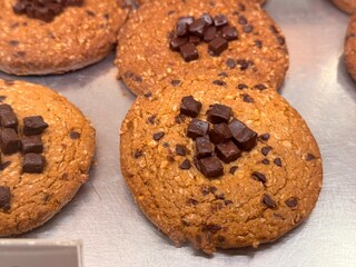 cashew nut chocolate cookies display in shop