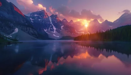 Zelfklevend Fotobehang Lavendel landscape of mountains, beutiful light