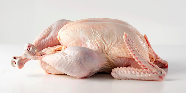 Fresh chicken closeup on a white background. Photorealistic image. Fresh food