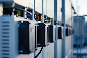 Modern Industrial Electrical Switchgear in Sharp Focus