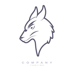 Obraz premium Wolf head abstract logo design template. Dog logotype zoo concept flat icon. Branding identity corporate design.