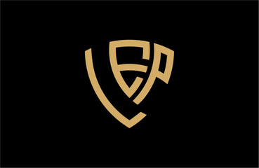 LEP creative letter shield logo design vector icon illustration